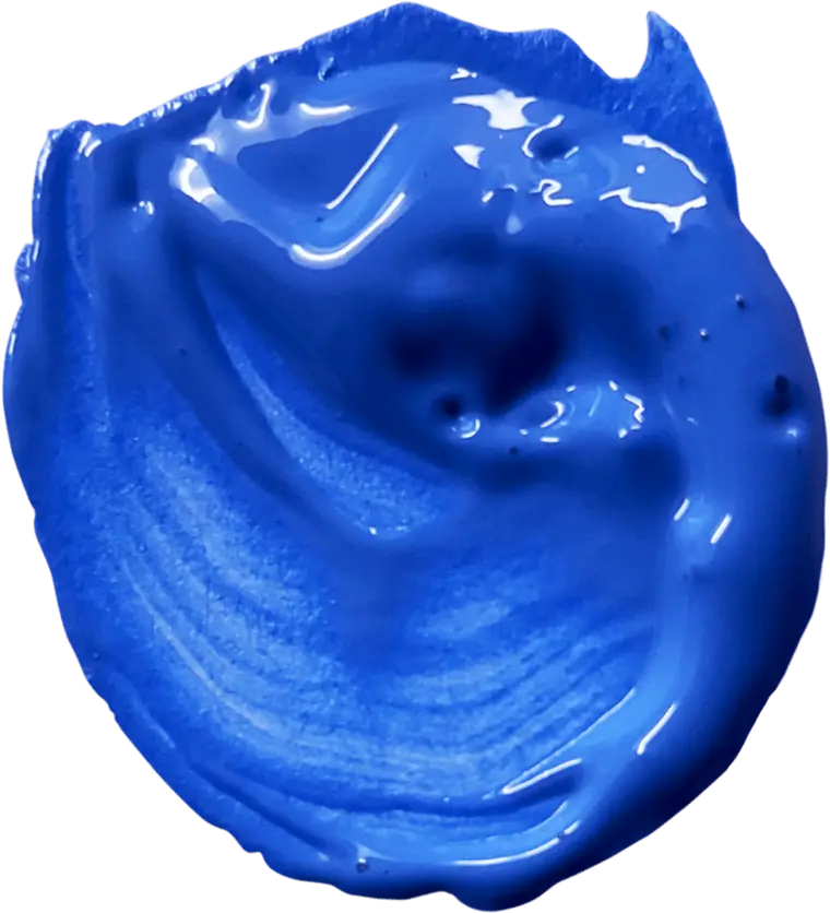 A thick swatch of cobalt acrylic paint